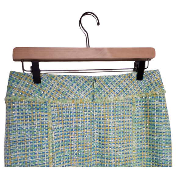J. McLaughlin Highland Tweed Green Silk Blend Pencil Skirt Size 4 NWT - Picture 4 of 7